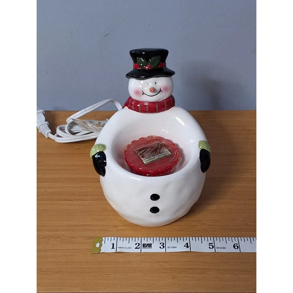 Yankee Candle Electric Snowman Wax Melt Warmer Ceramic Christmas Holiday Works!